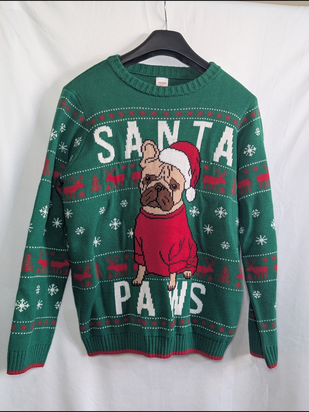 Holiday Time XXL Christmas Pug Ugly Christmas Sweater Santa Dog